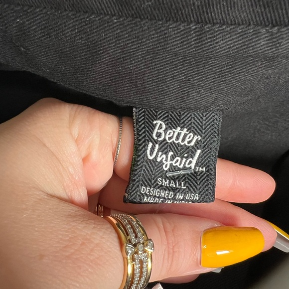 BETTER UNSAID Black Cotton Blouse Small NWT - Picture 3 of 10